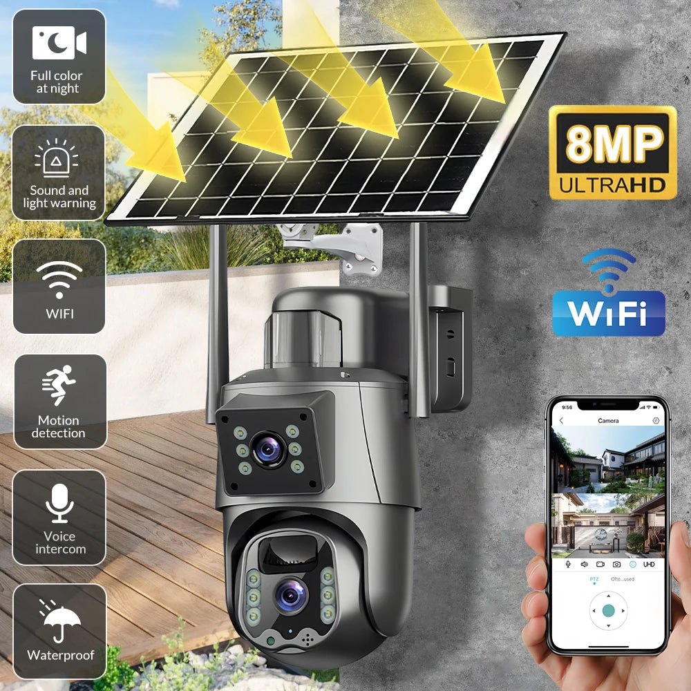 KEPEAK Solar Wireless Camera With Dual Lenses 8MP