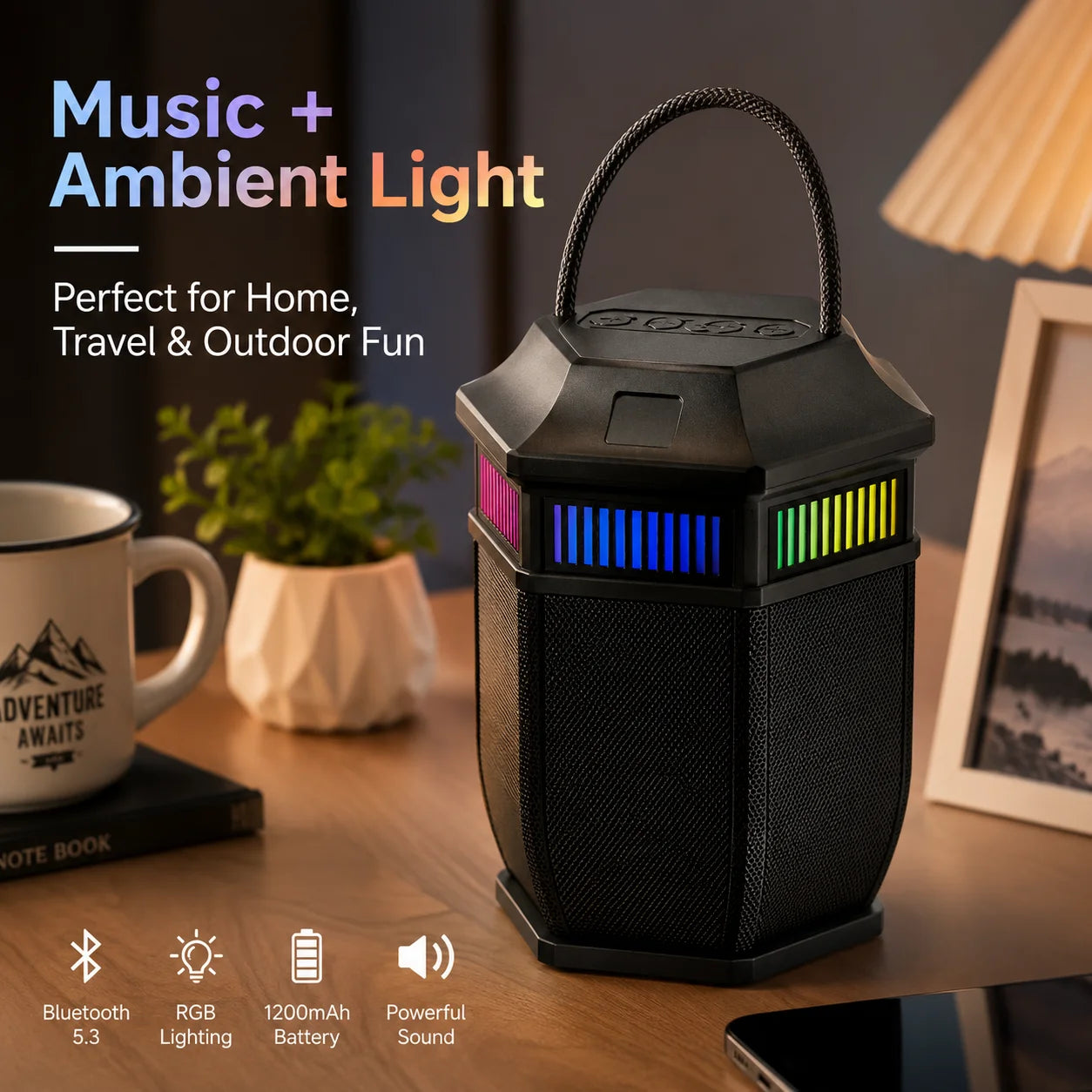 Portable Bluetooth Lantern Speaker 10W RGB Lighting Modes