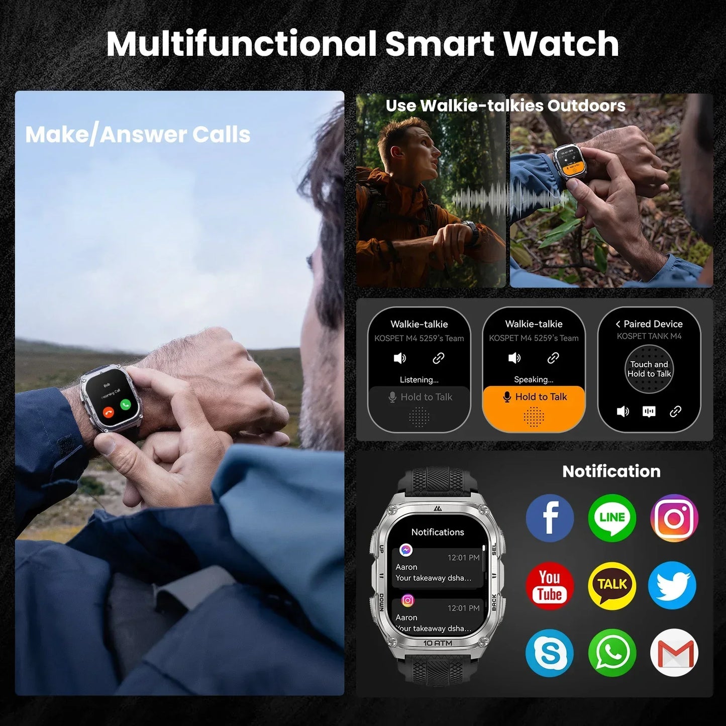 KOSPET Tank M4 Smartwatch With GPS And Offline Maps
