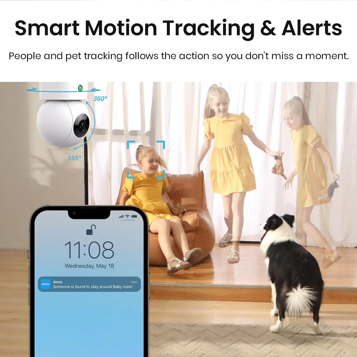AOSU 3MP Indoor Wireless Baby Monitor Security Camera