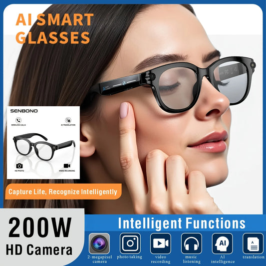 SENBONO AI Smart Glasses With 200W Pixel Camera Translator