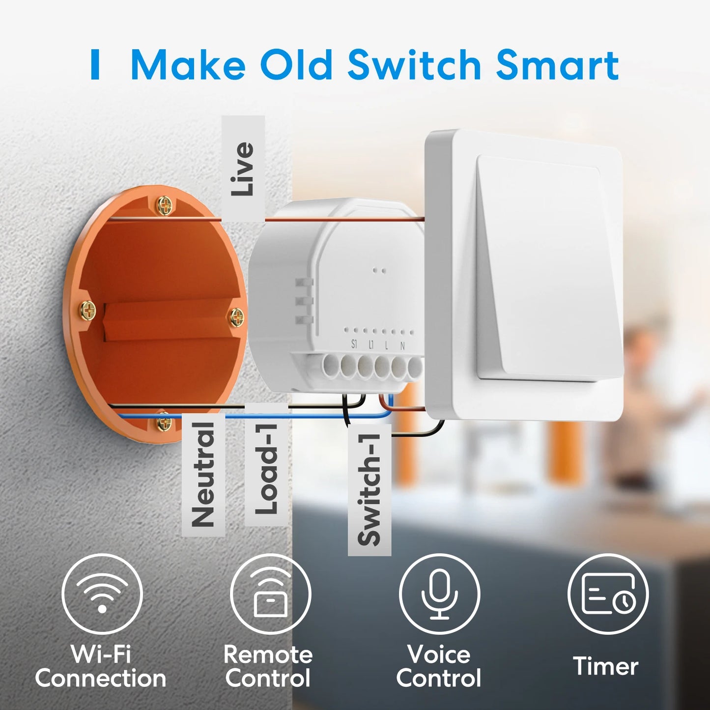 Meross InWall Smart Switch WiFi HomeKit 1 Gang 1 Way
