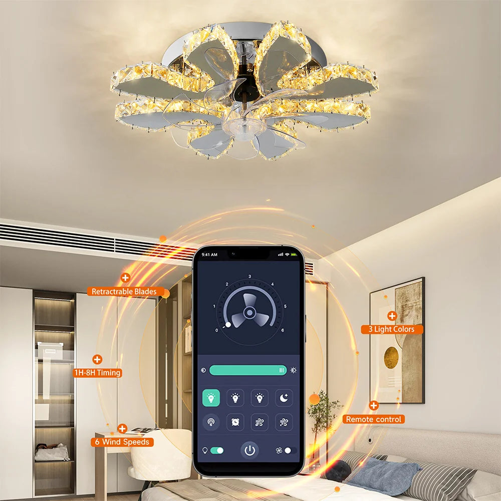 GreeLustr Smart Led Ceiling Fan Chandelier