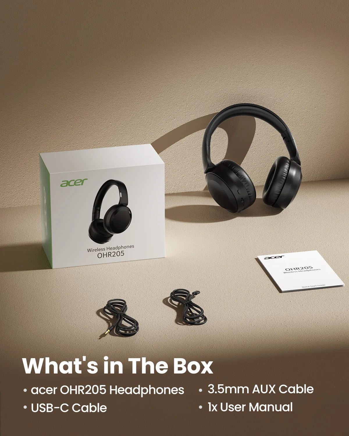 Acer OHR205 Wireless Bluetooth 6.0 Over Ear Headphones