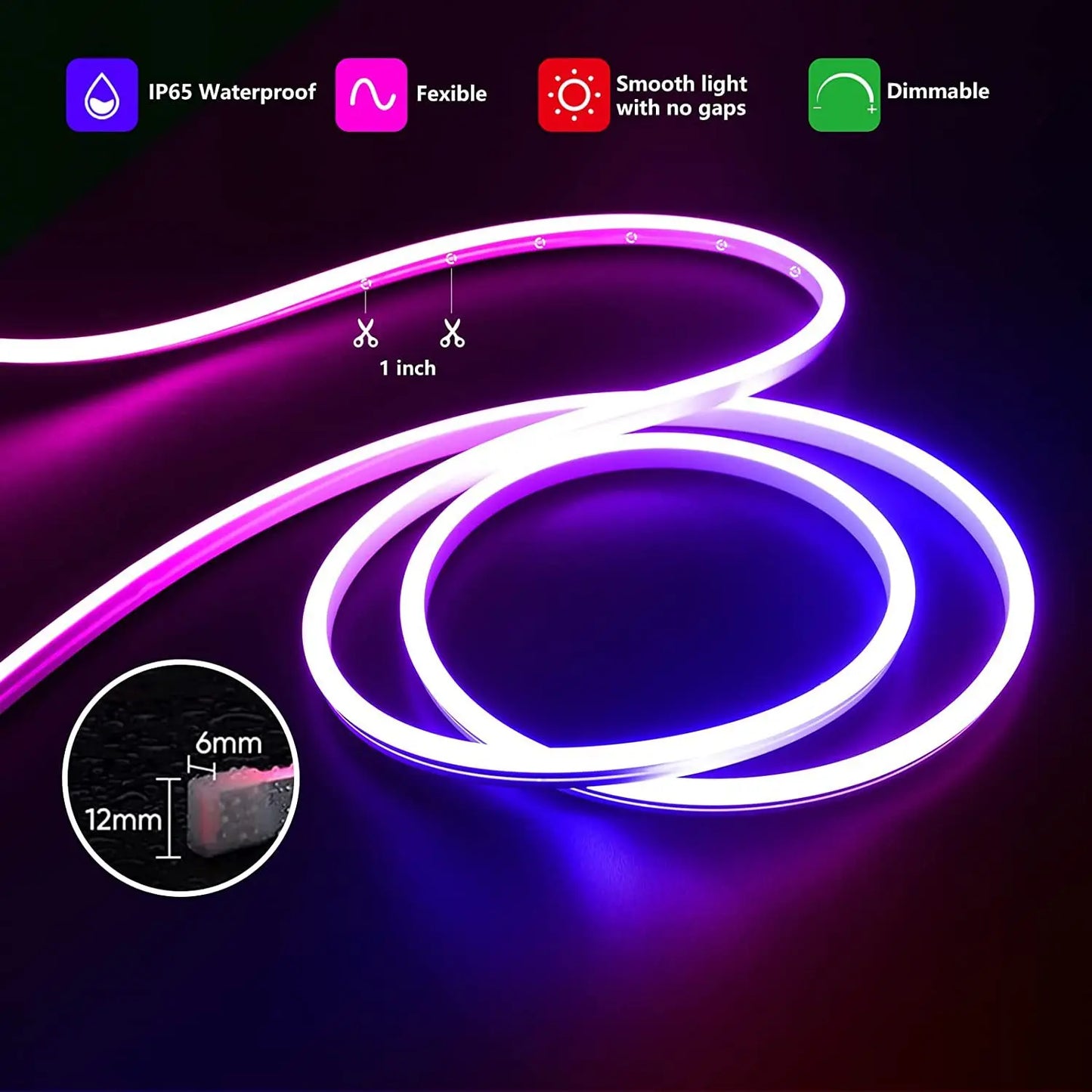 Aiopp Smart LED RGB Neon Strip Light WiFi Alexa