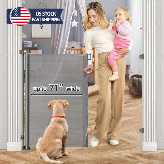 Retractable Baby Safety Gate for Doorways and Stairs