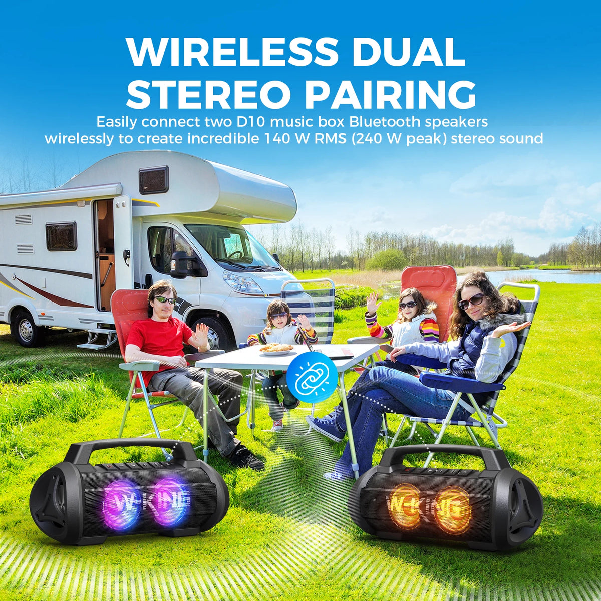 W-King 70W RMS Bluetooth Portable Waterproof Speaker