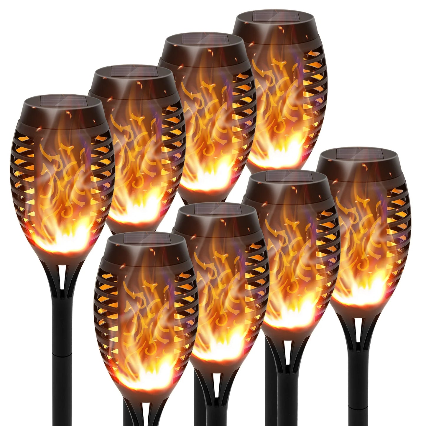 Solar Torch Lights With Flickering Flame Waterproof Garden