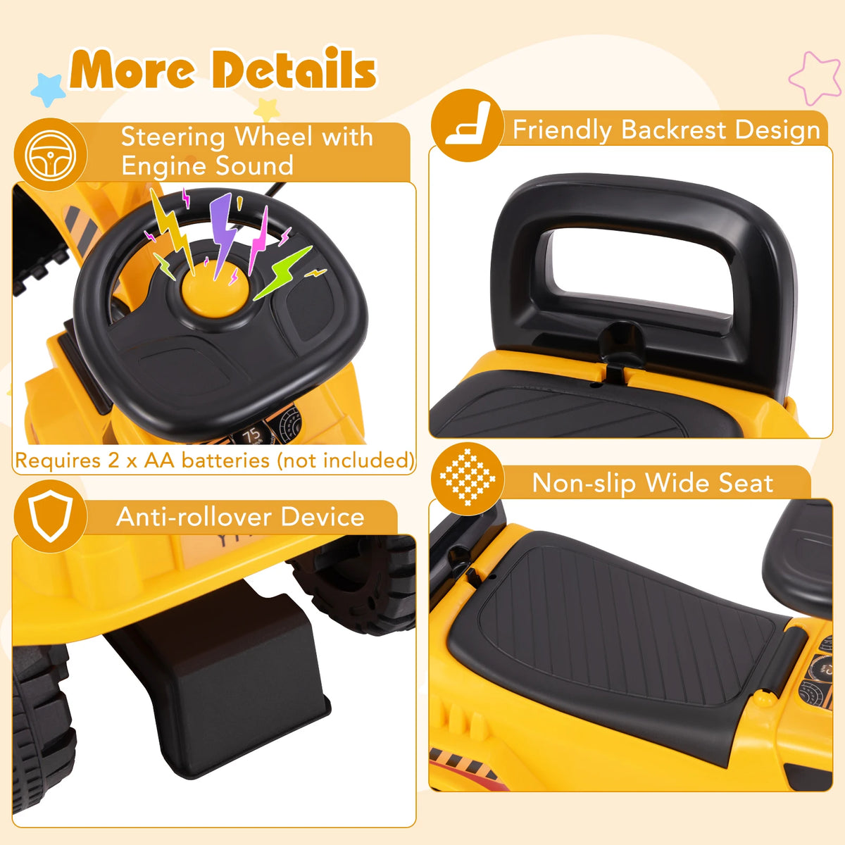 Multigot Kids Ride On Excavator Toy With Engine Sound
