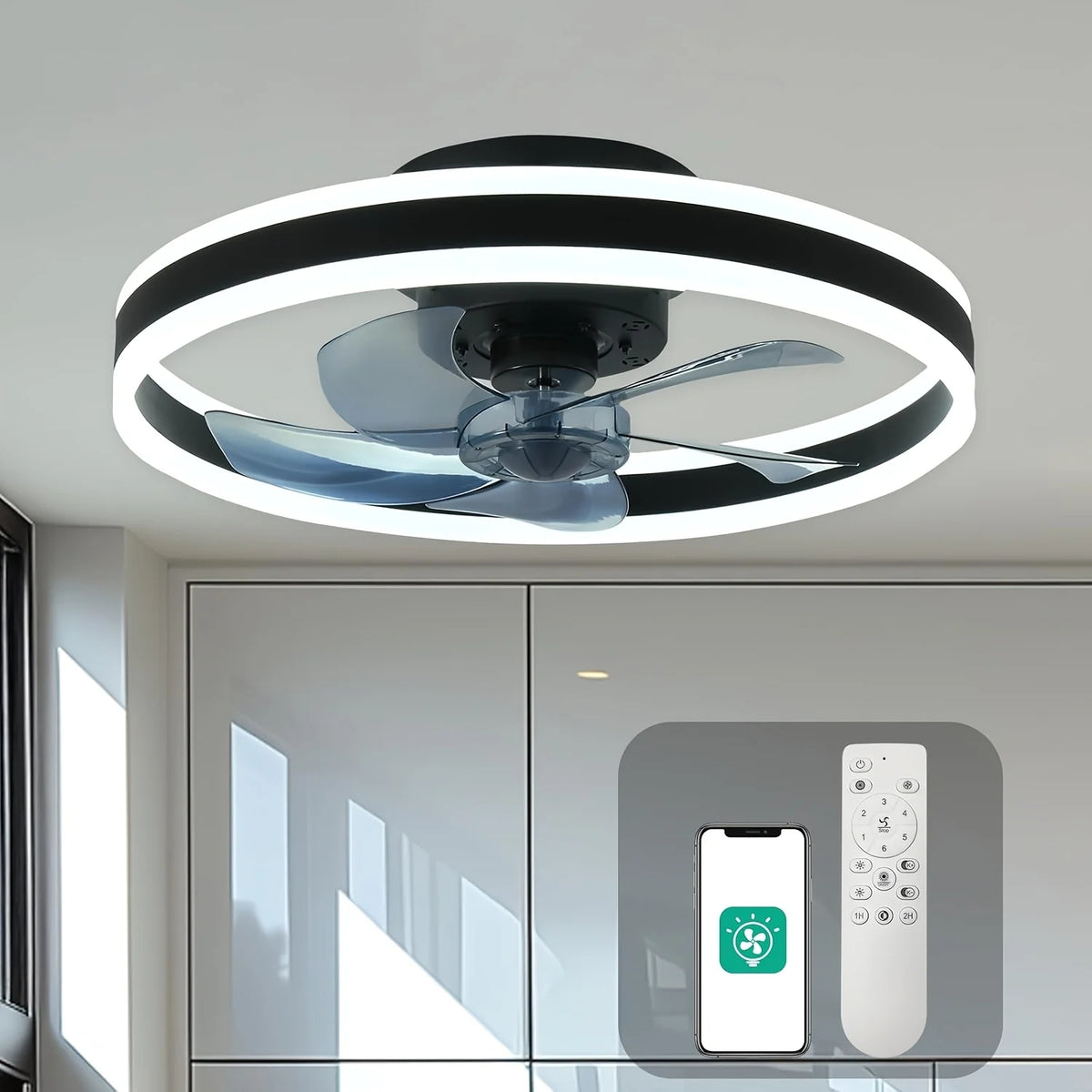Orison LED Ceiling Fan With Remote Control Flush Mount