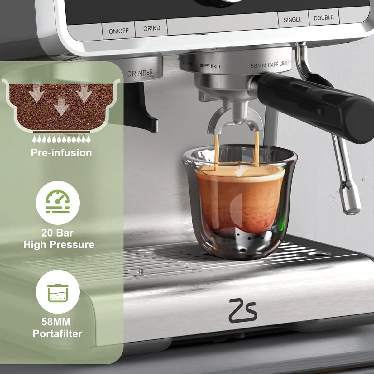 Professional 20 Bar Espresso Machine With Grinder