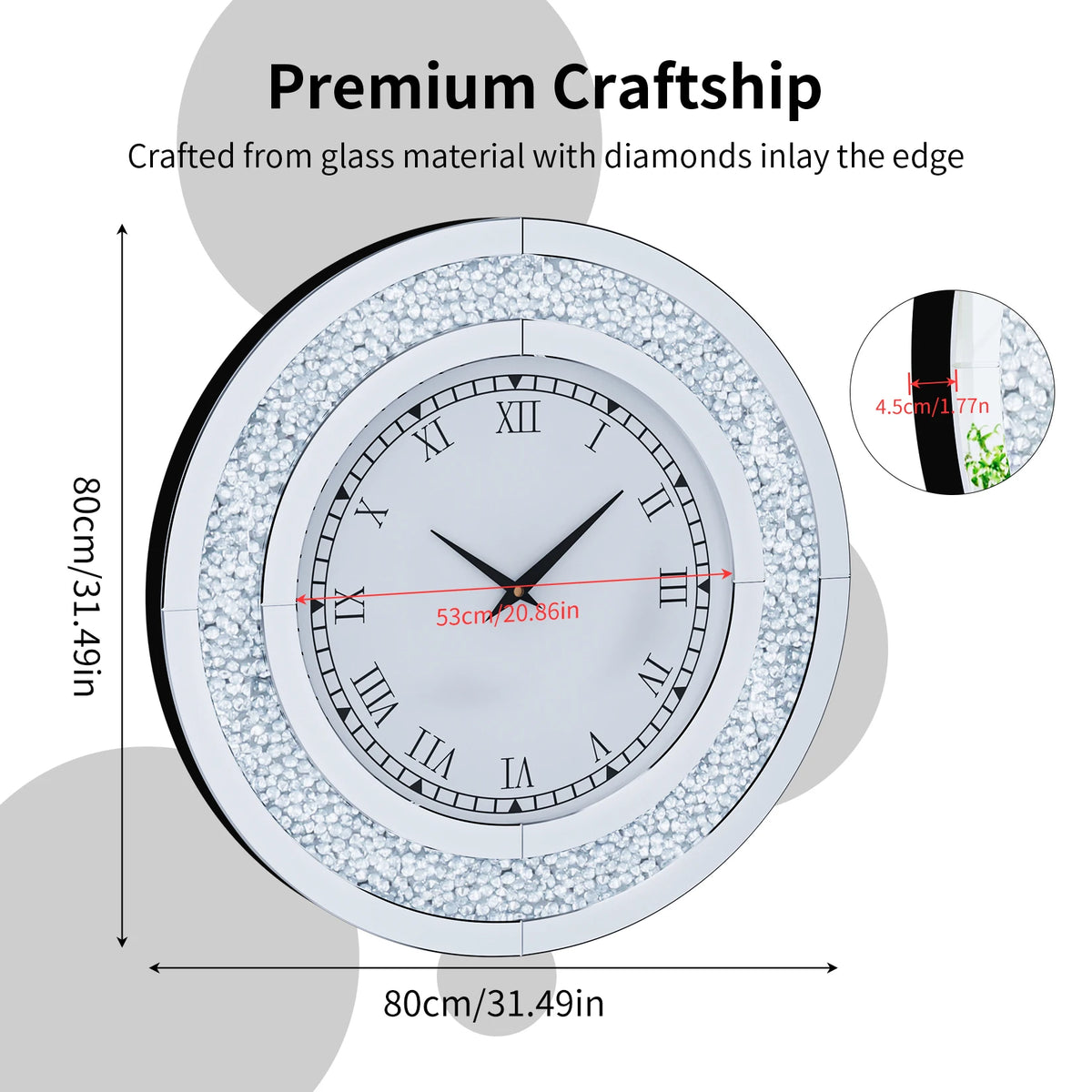 Crystal Sparkle Mirror Wall Clock