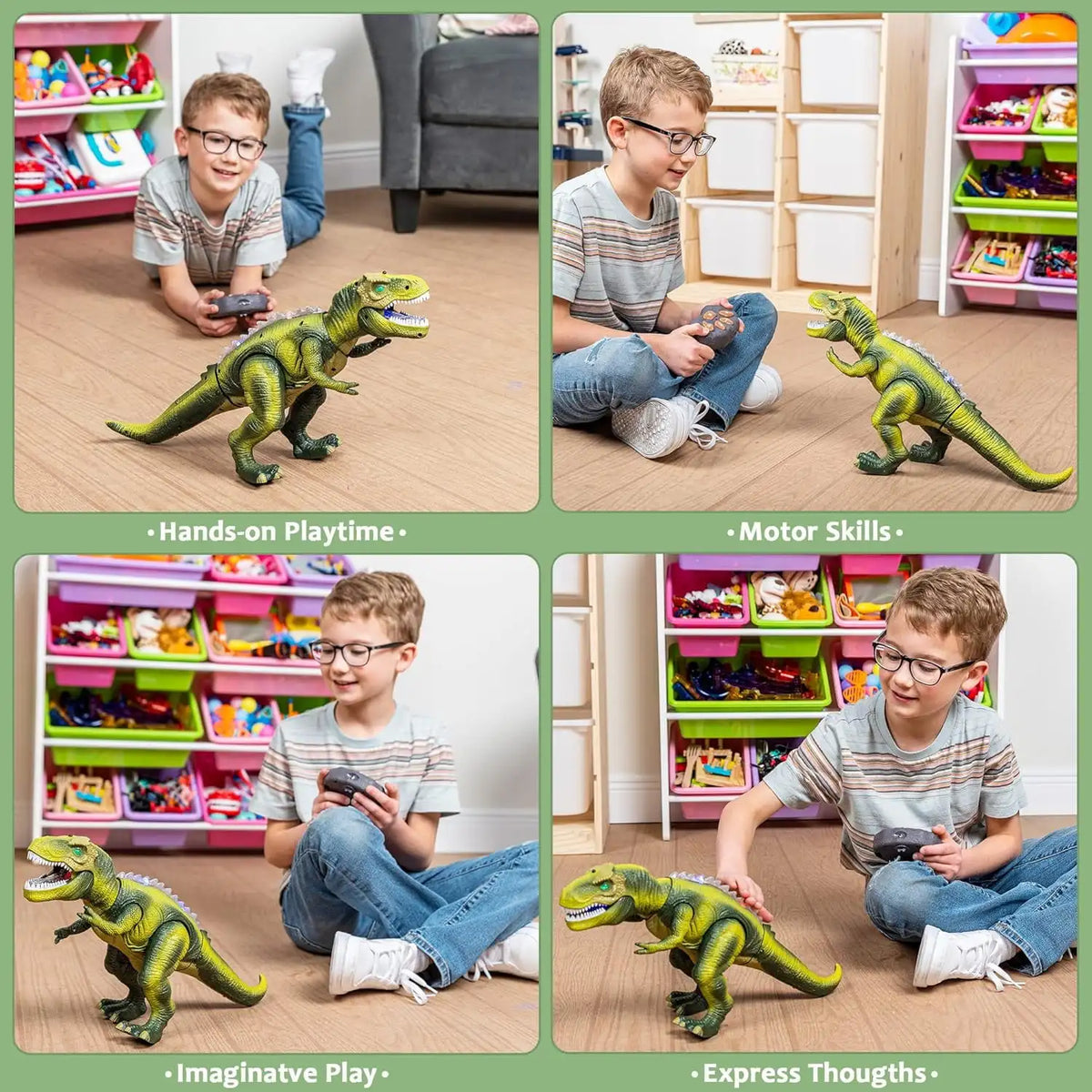 Joyfy Remote Control Walking Dinosaur Robot Toy