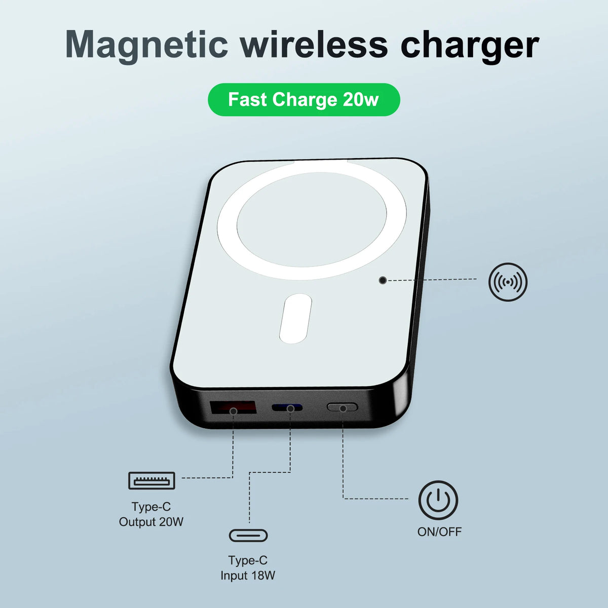 Magnetic Wireless Portable Charger Power Bank for iPhone