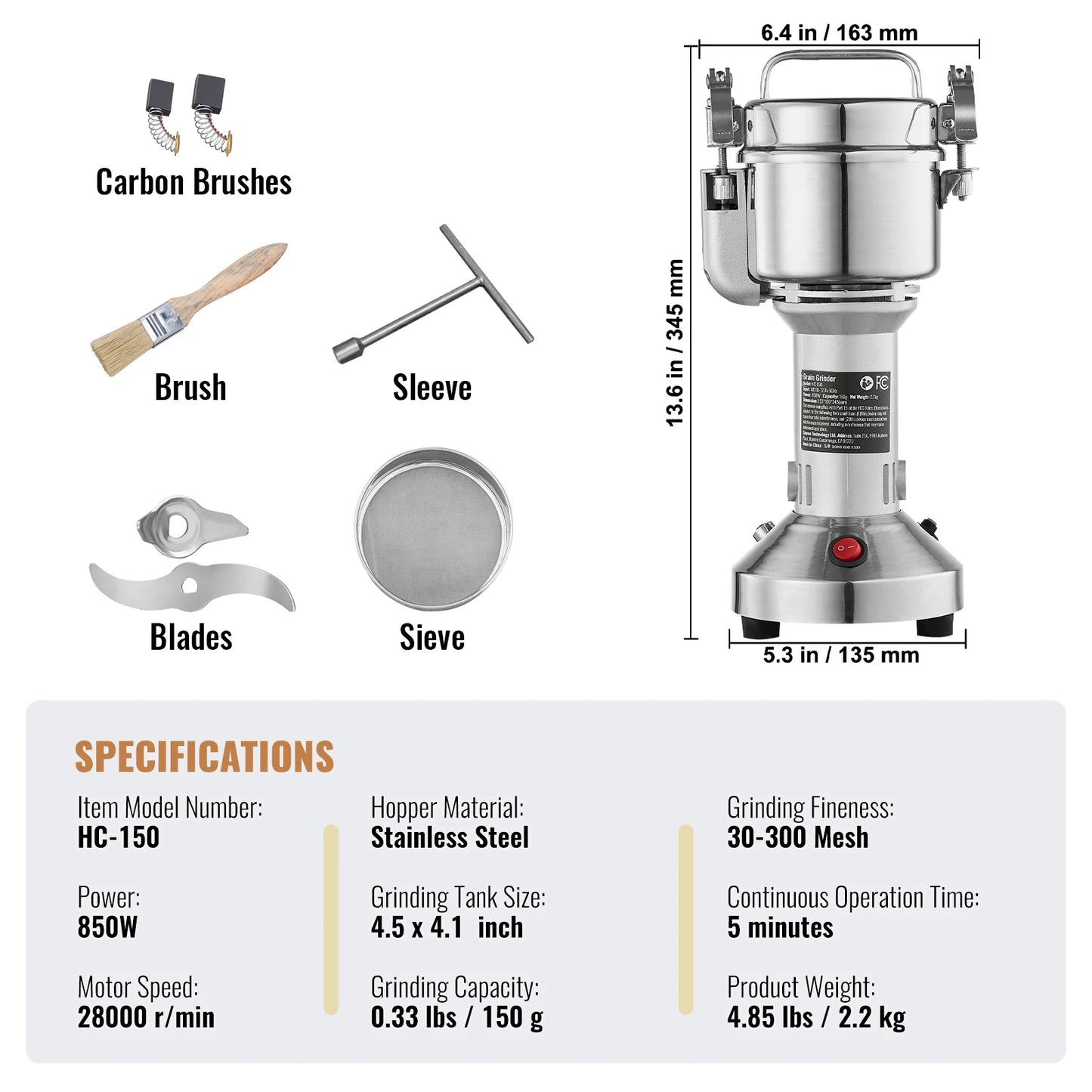 SucceBuy Electric Grain Mill Grinder For Spices And Grains