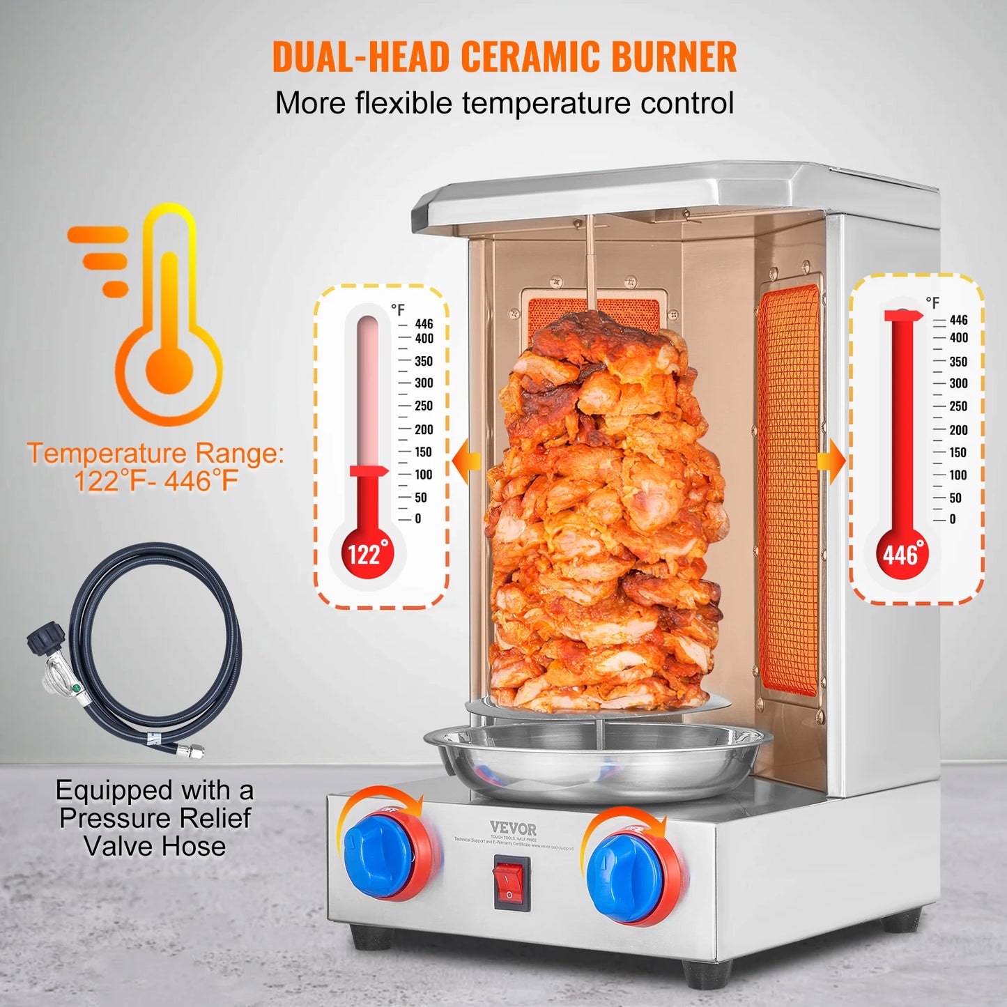SucceBuy Shawarma Grill Machine Vertical Gas Rotisserie