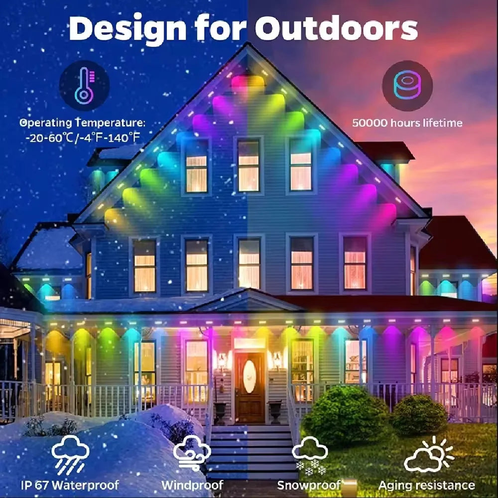 App Controlled Waterproof Outdoor Eaves String Lights