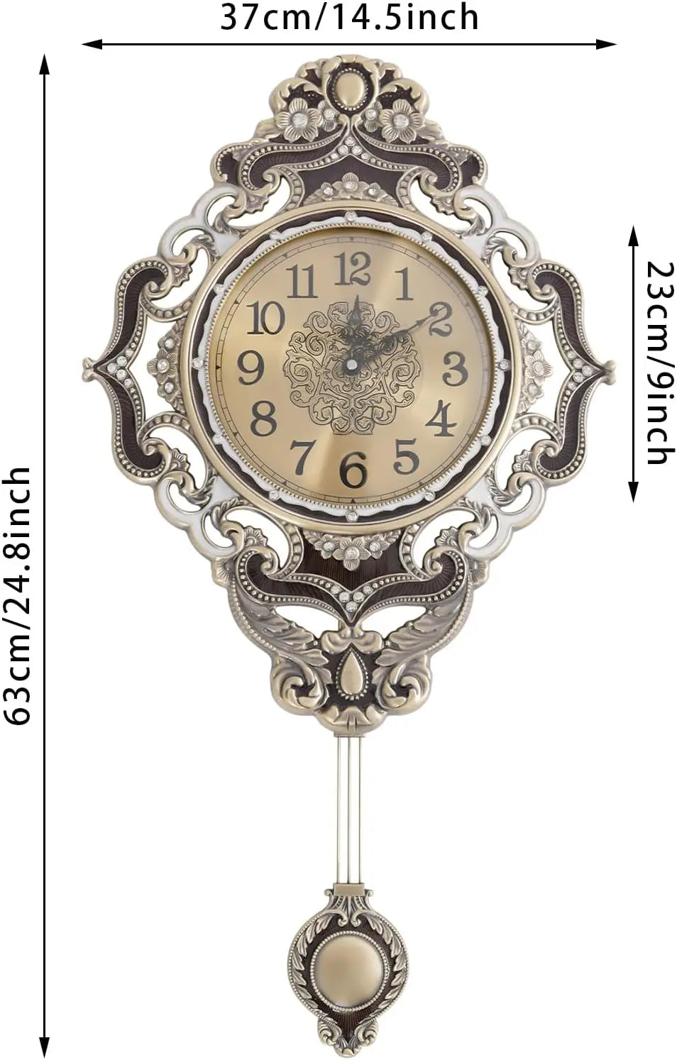 Retro Metal Wall Clock With Swinging Pendulum