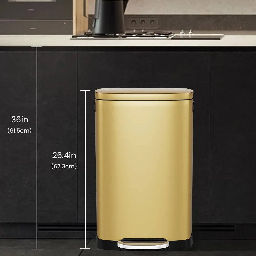 Stainless Steel Pedal Trash Can With Soft Close Lid