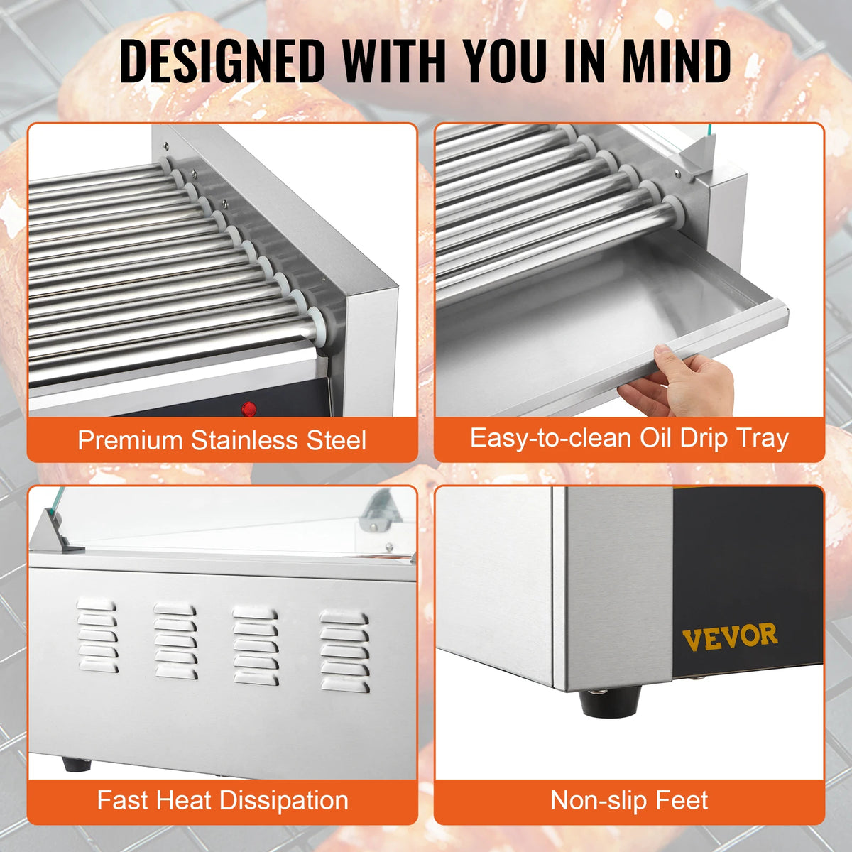 SucceBuy Electric Hot Dog Roller Grill Machine