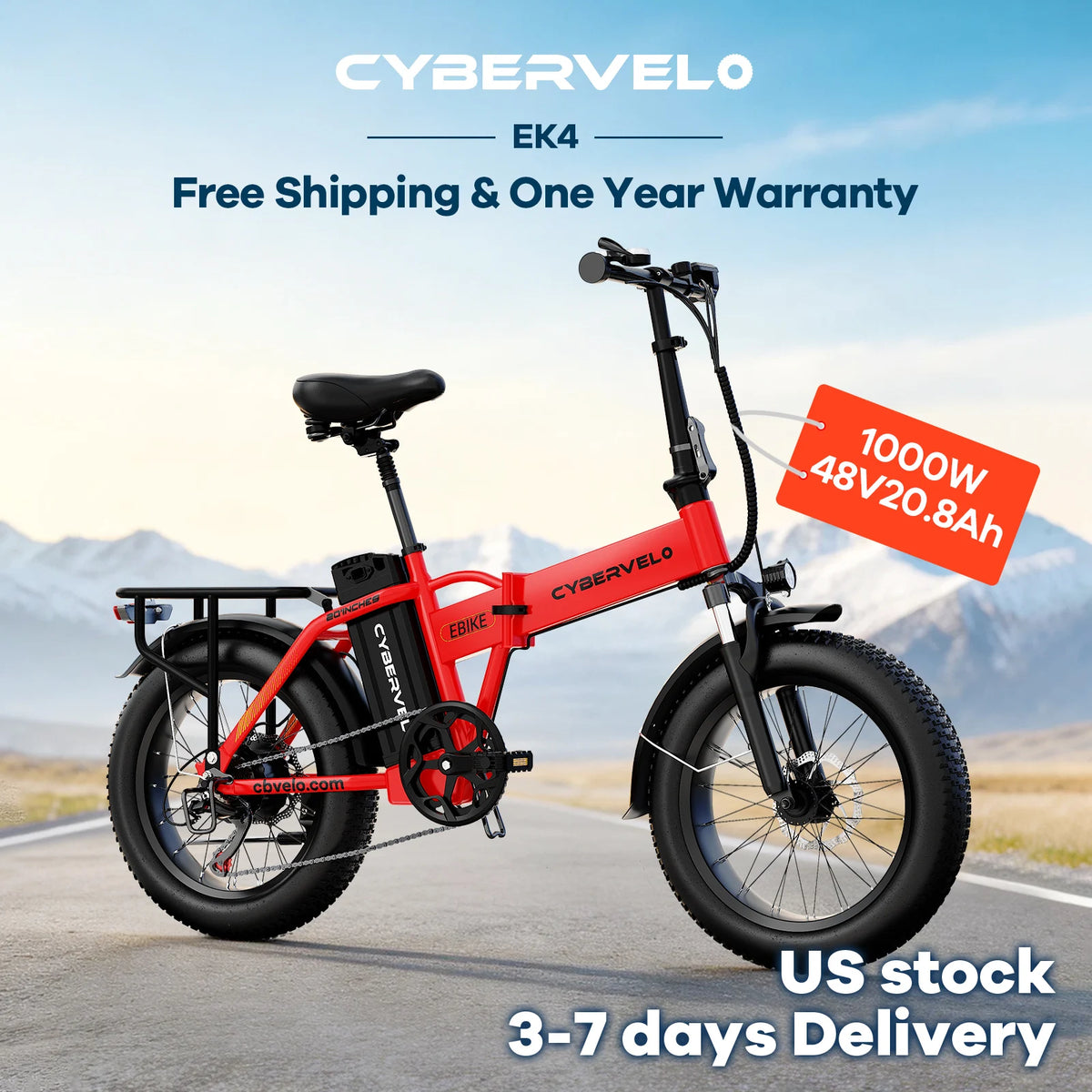 Cybervelo Folding Fat Tire Electric Bike