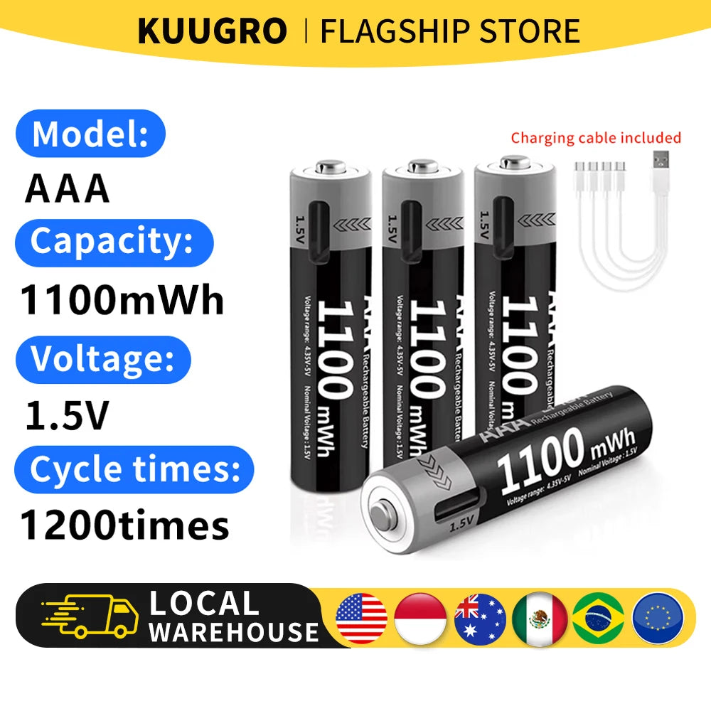 Kuugro Usb Rechargeable Lithium Battery