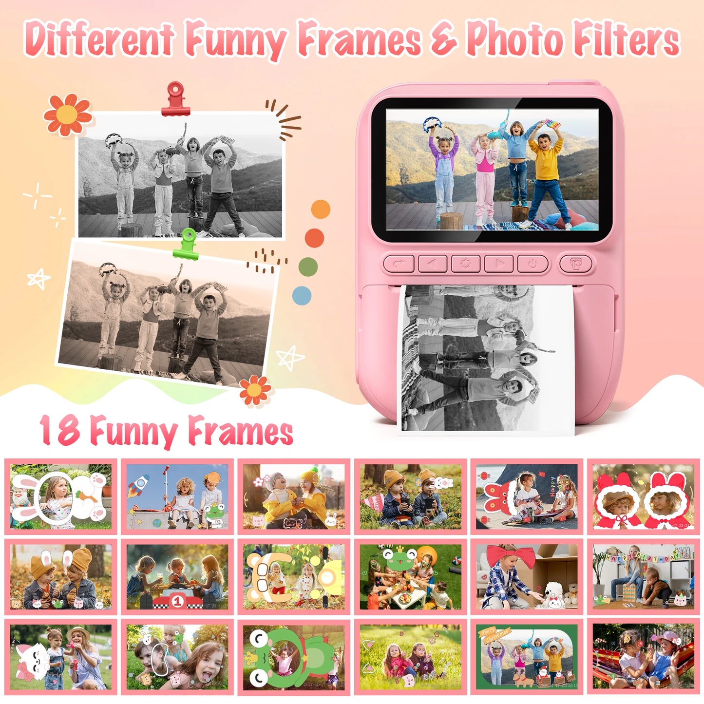 Diamooky CN Kids Instant Print Camera 32MP 1080P