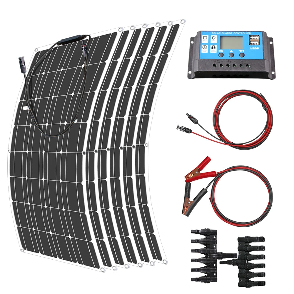 ASUNERGE 12V Flexible Monocrystalline Solar Panel