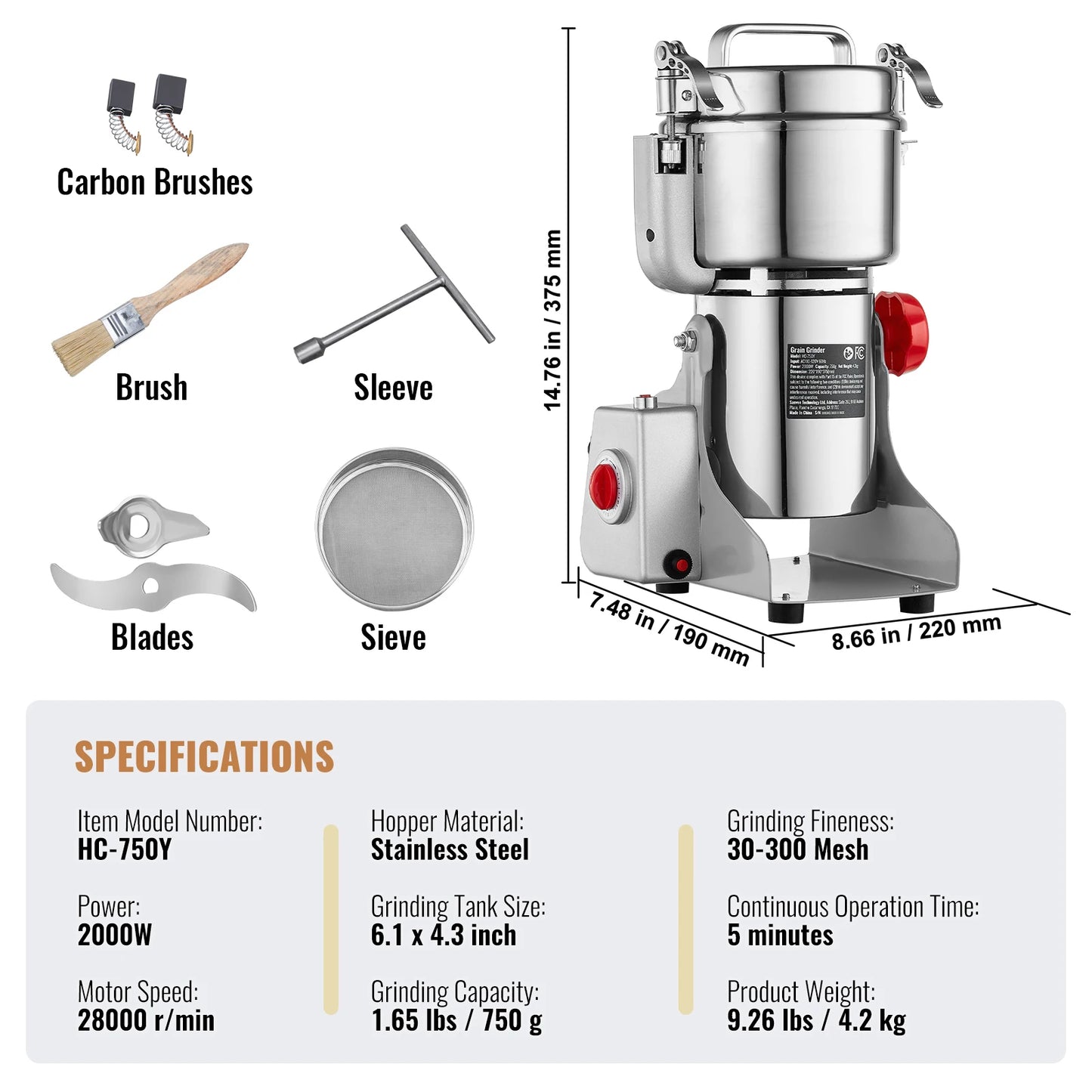 SucceBuy Electric Grain Mill Grinder For Spices And Grains