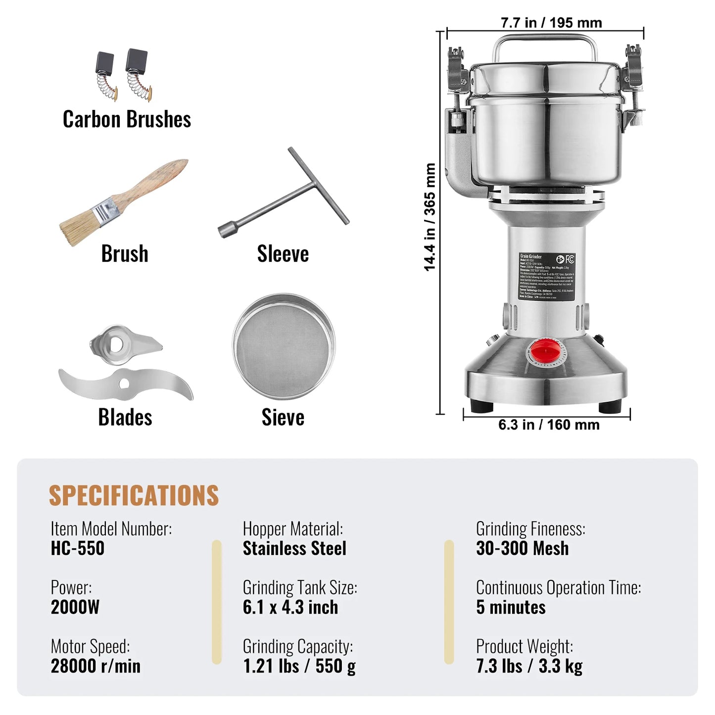 SucceBuy Electric Grain Mill Grinder For Spices And Grains