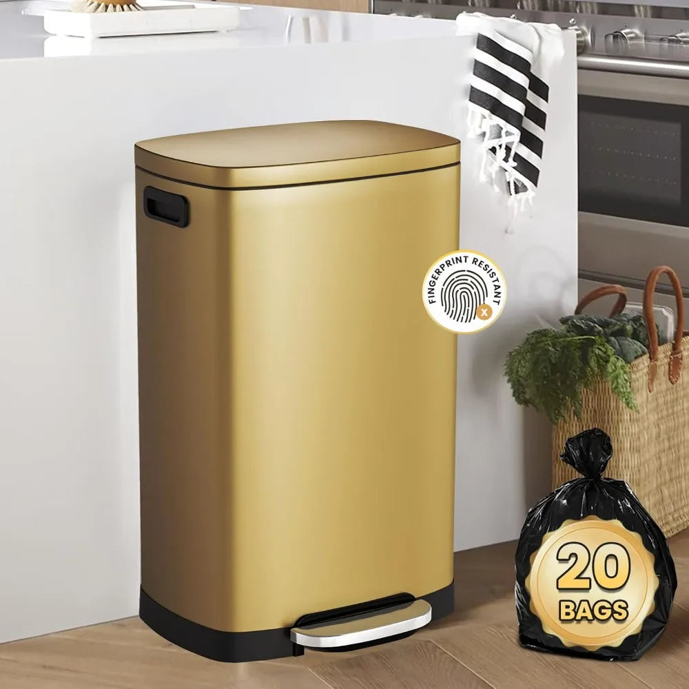 Stainless Steel Pedal Trash Can With Soft Close Lid