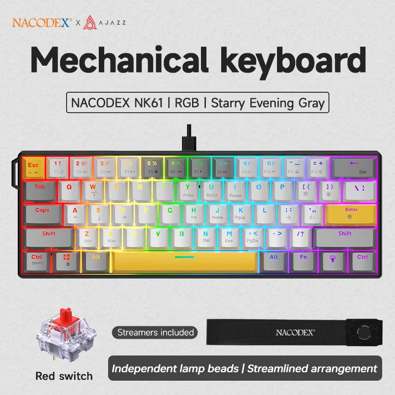 Ajazz NK61 RGB Wired Mechanical Keyboard 61 Keys