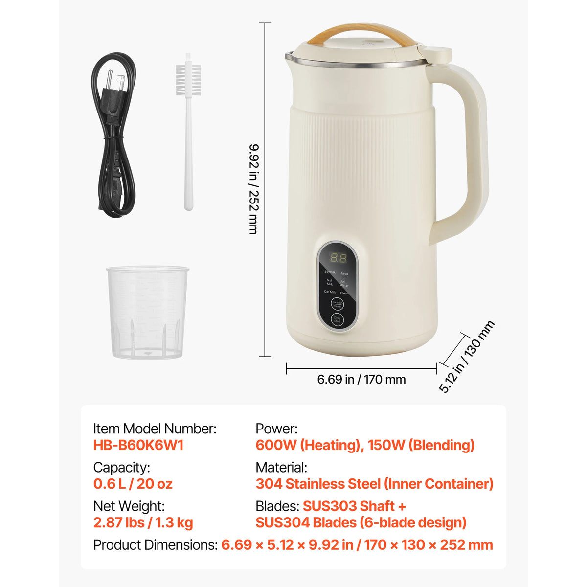 VEVOR 8 In 1 Electric Nut Milk Maker