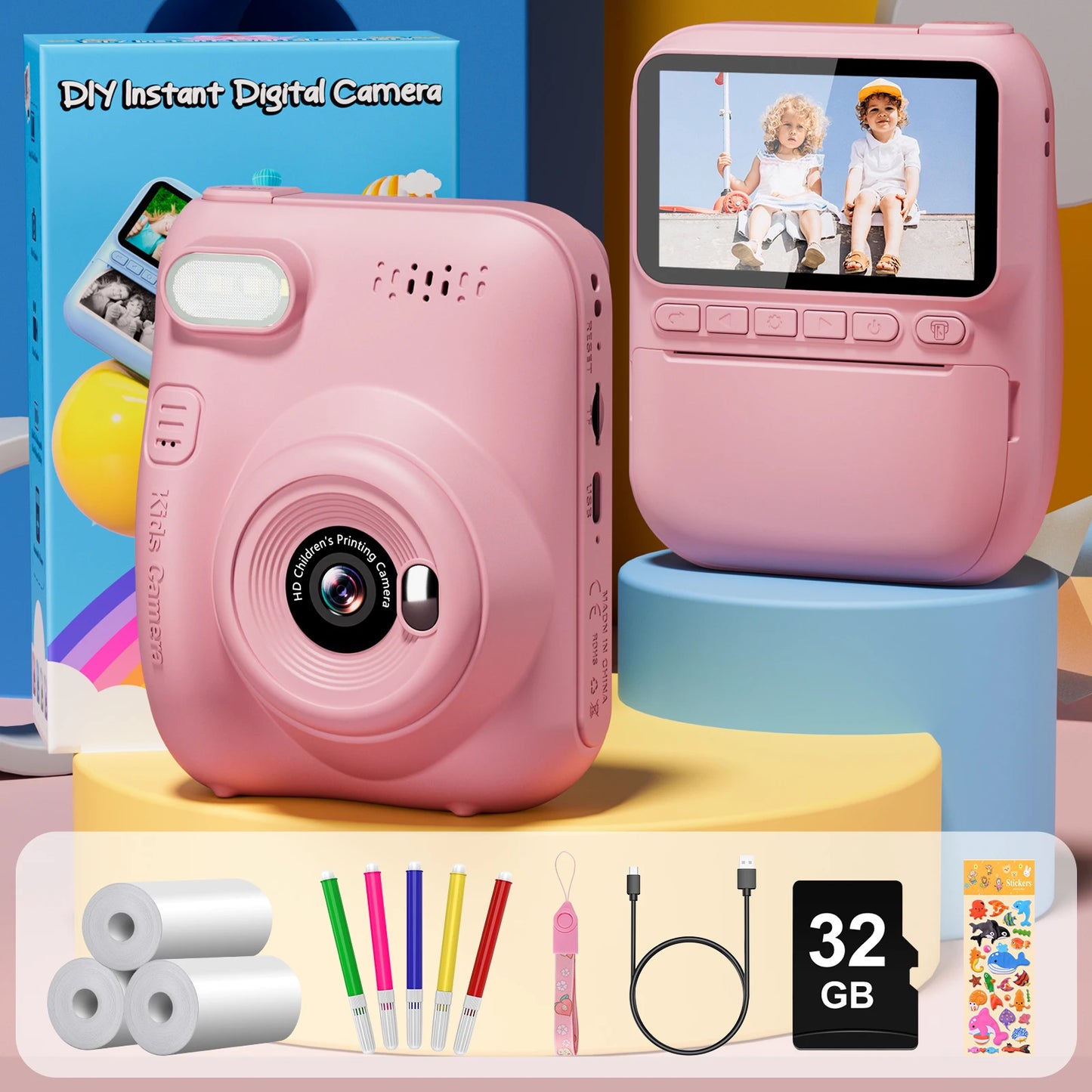 Diamooky CN Kids Instant Print Camera 32MP 1080P