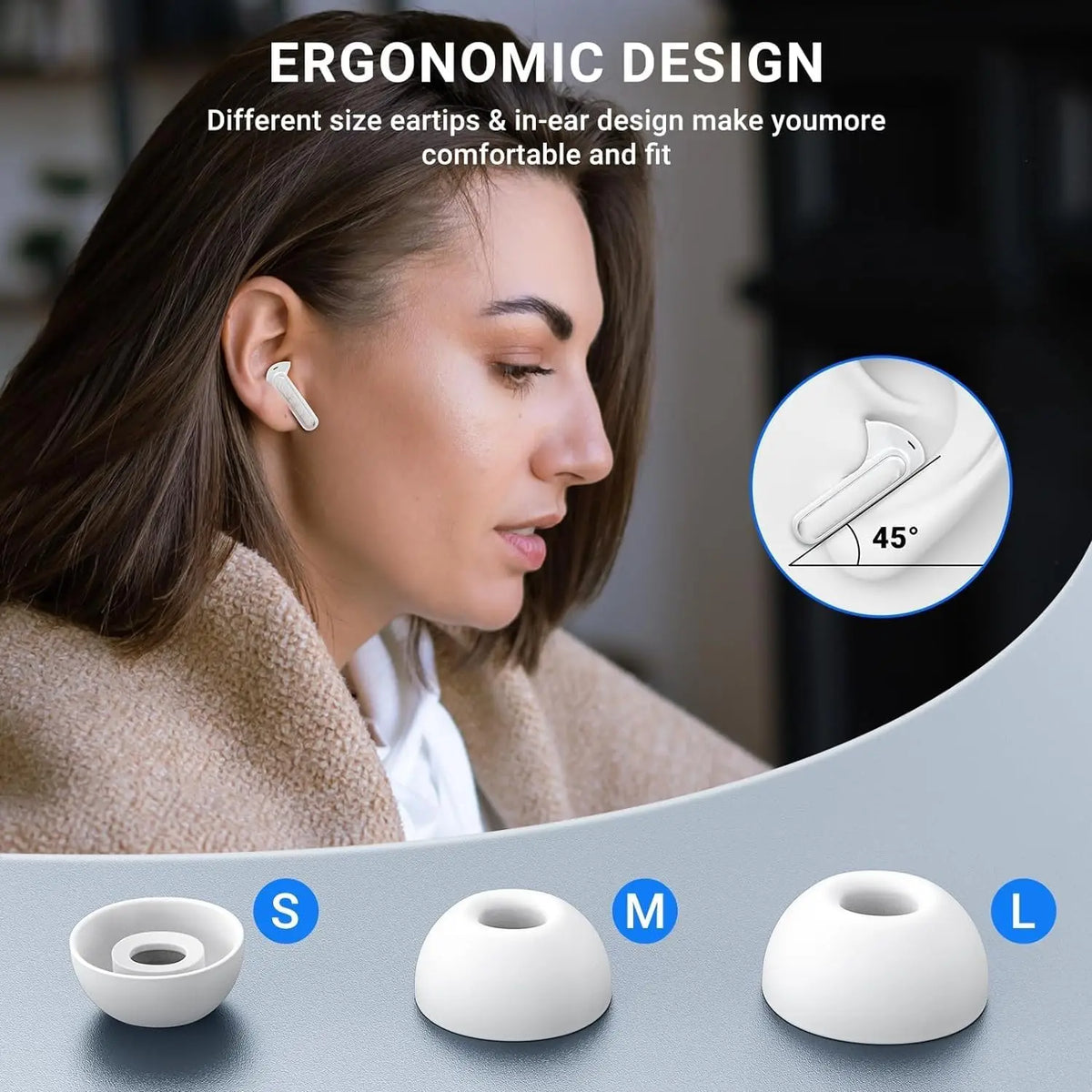 ZZLOVE Wireless Earbuds With Active Noise Cancellation