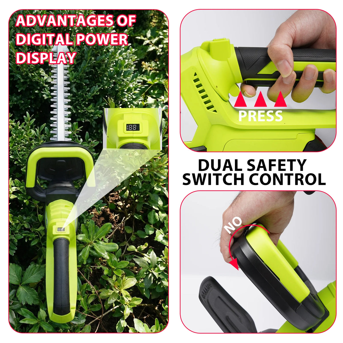 XYSD Cordless Brushless Electric Hedge Trimmer