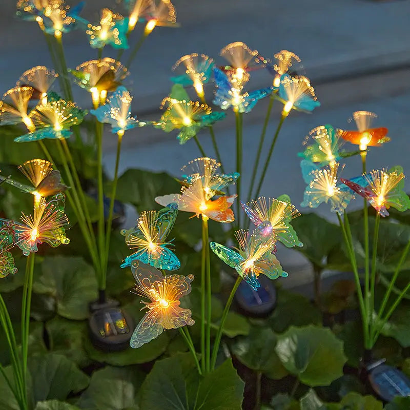 Solar LED Fiber Optic Butterfly Light 6 Head Garden