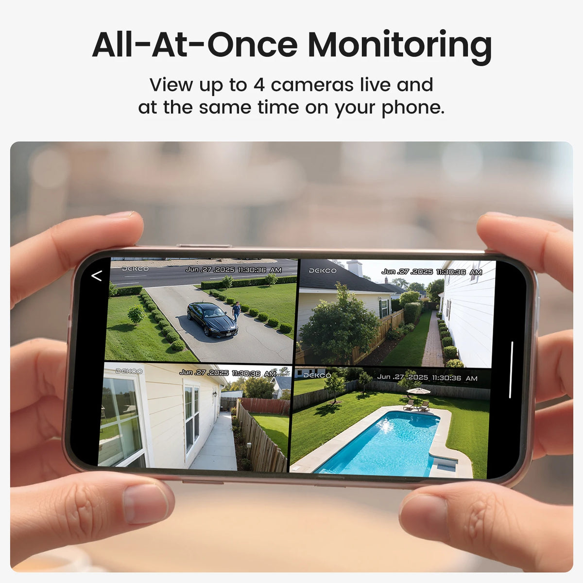 Dekco 3MP Solar Security Camera System Four Pack