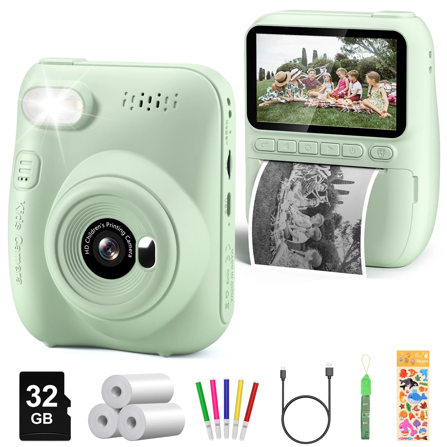 Diamooky CN Kids Instant Print Camera 32MP 1080P