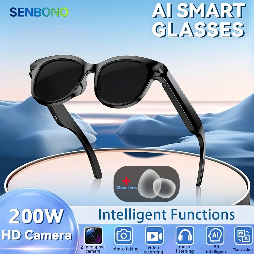 Senbono AI Smart Glasses With HD Camera Translator
