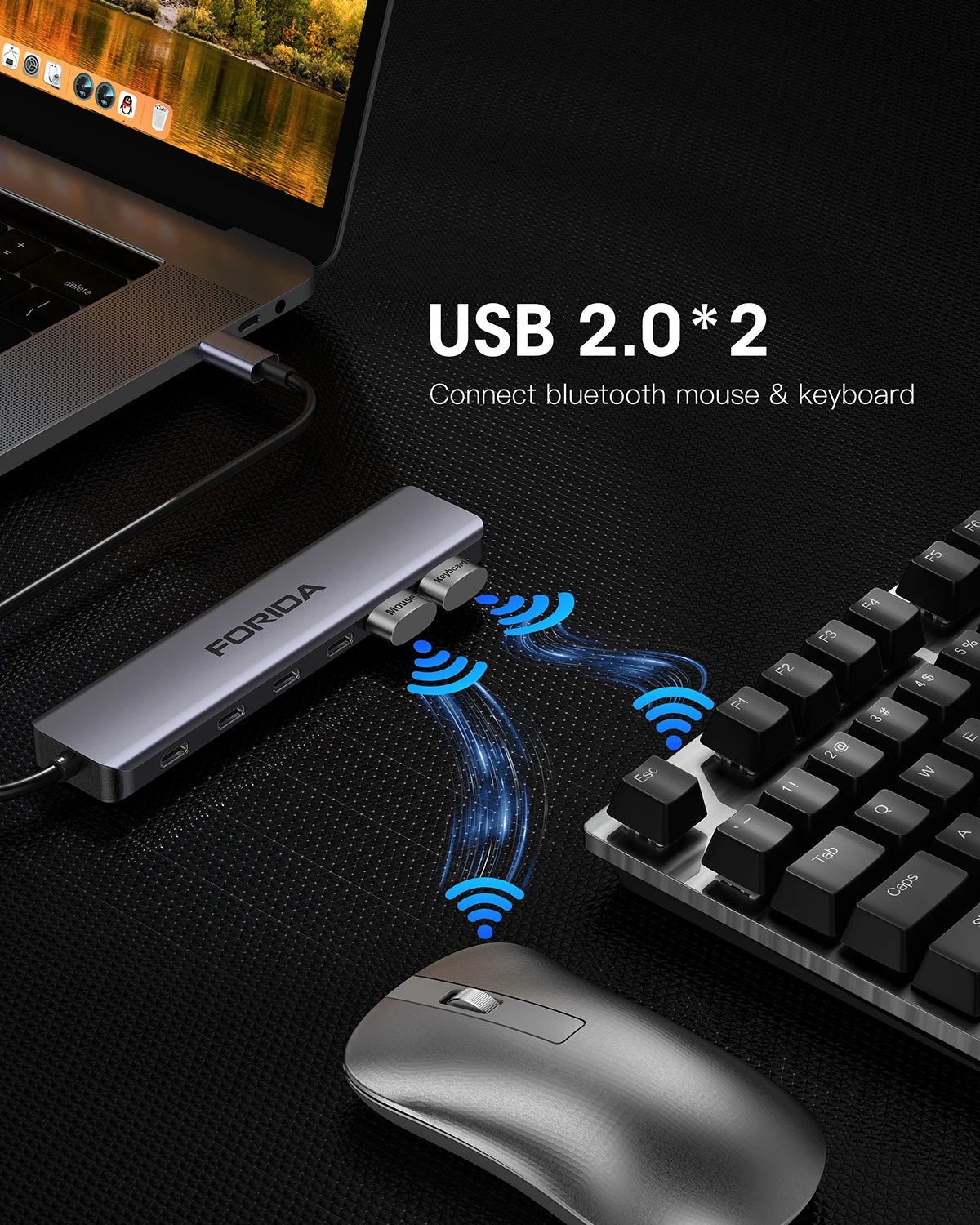 7 Port USB C Hub 10Gbps USB C 3.2 Multiport Adapter PD