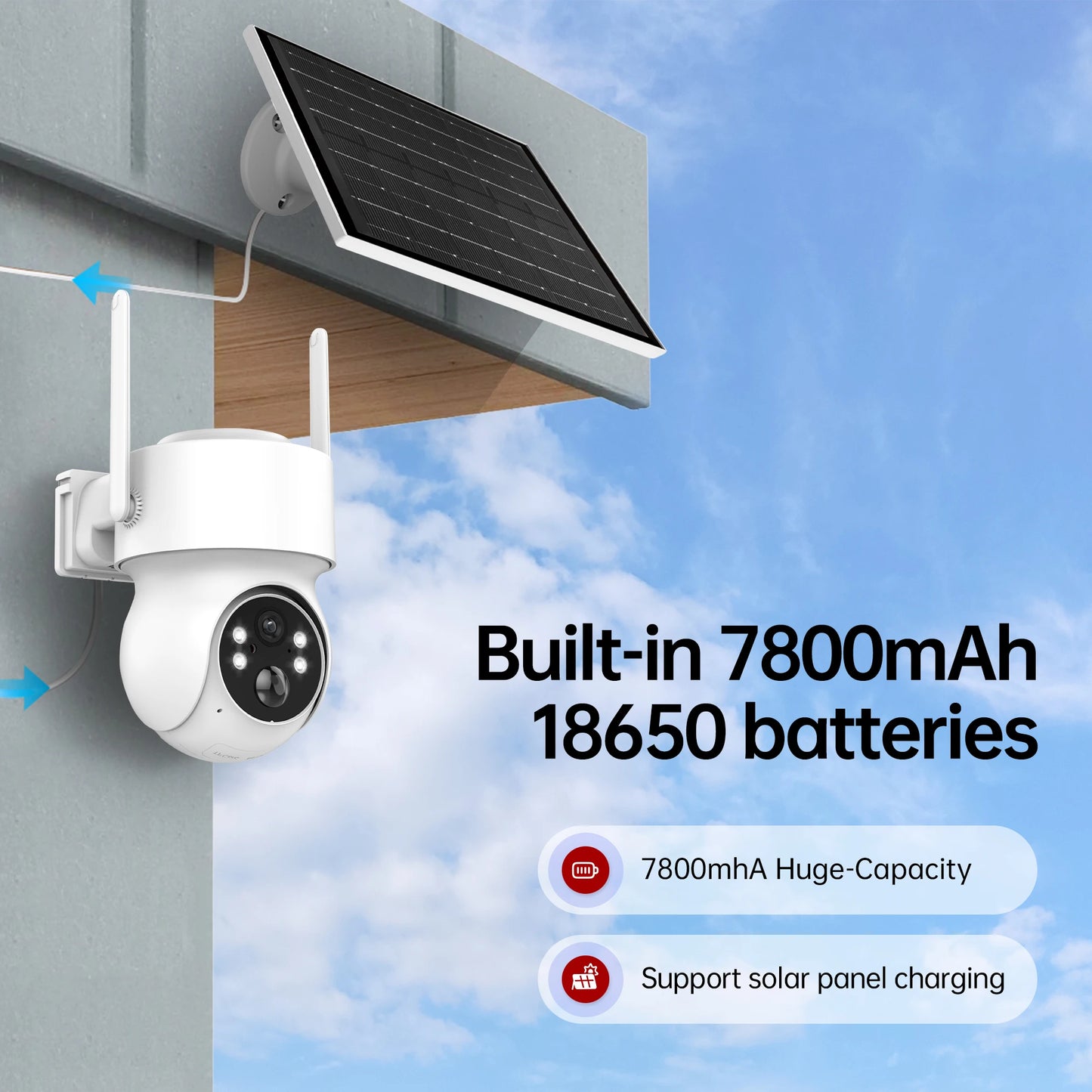 GEYUNE 4MP Wireless Solar Security Camera Outdoor PIR
