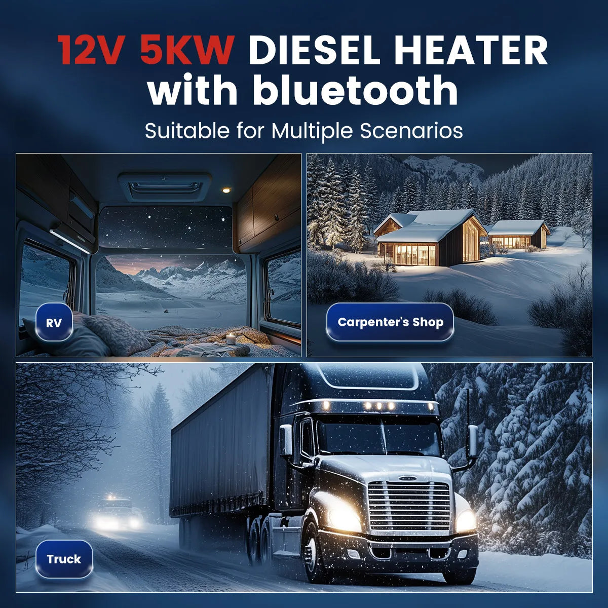 Hcalory 8KW Diesel Air Heater 12V 24V Bluetooth