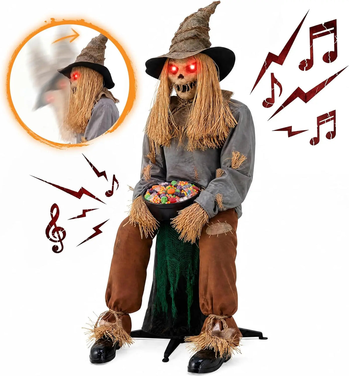 Joyfy Animatronic Scarecrow Halloween Outdoor Prop