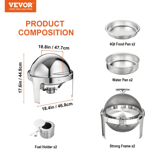 SucceBuy Stainless Steel Chafing Dish Buffet Set