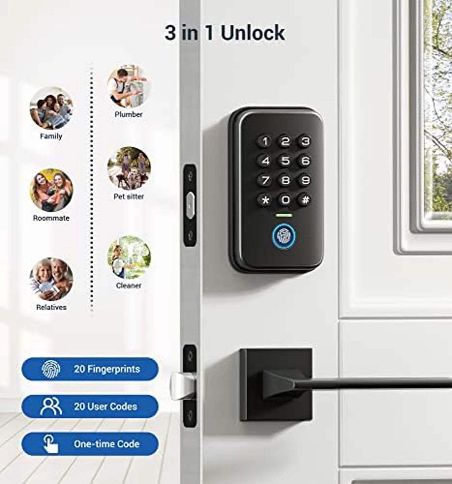 Veise Fingerprint Keypad Door Lock With Keyless Entry
