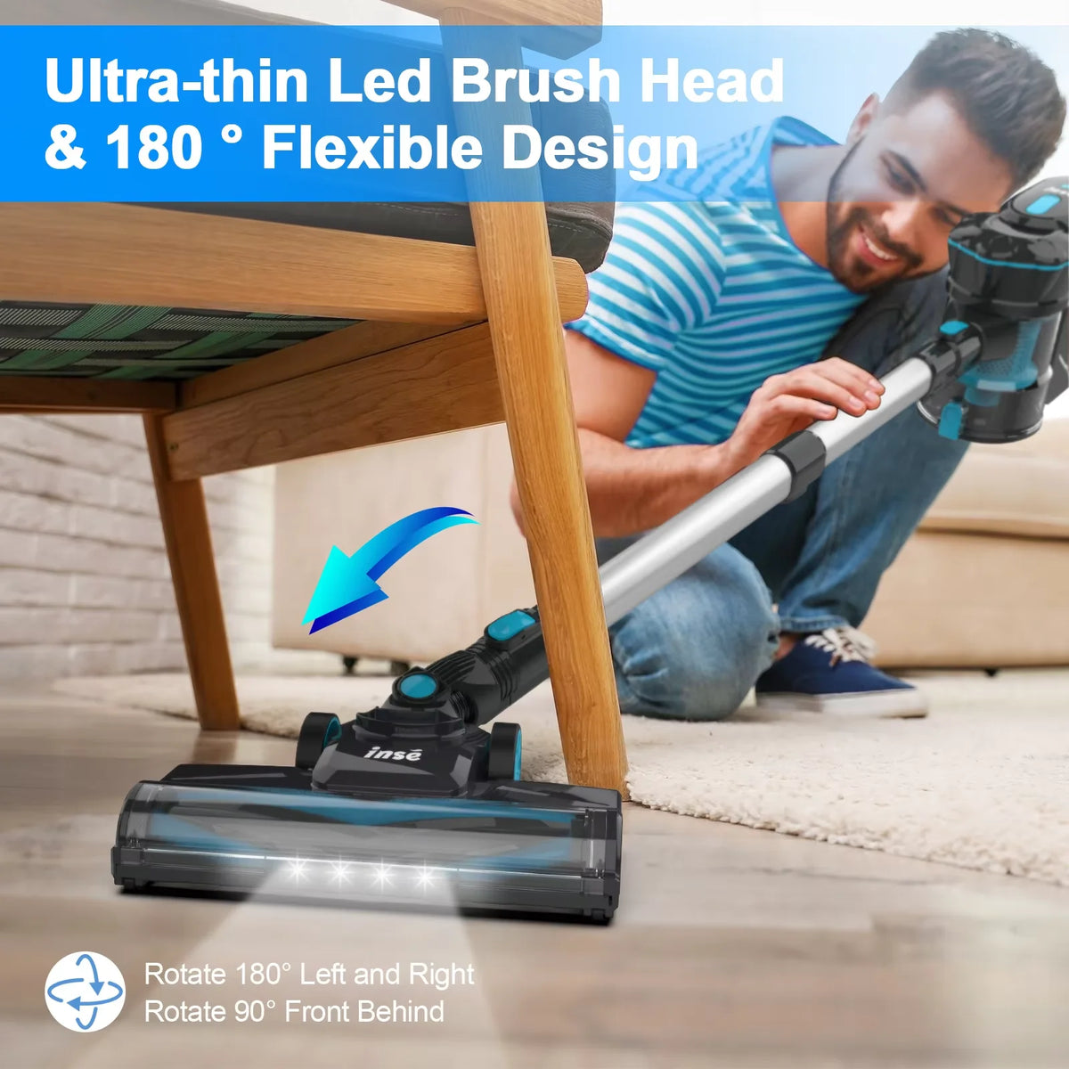 Inse V770 Cordless Handheld Vacuum With Led Light