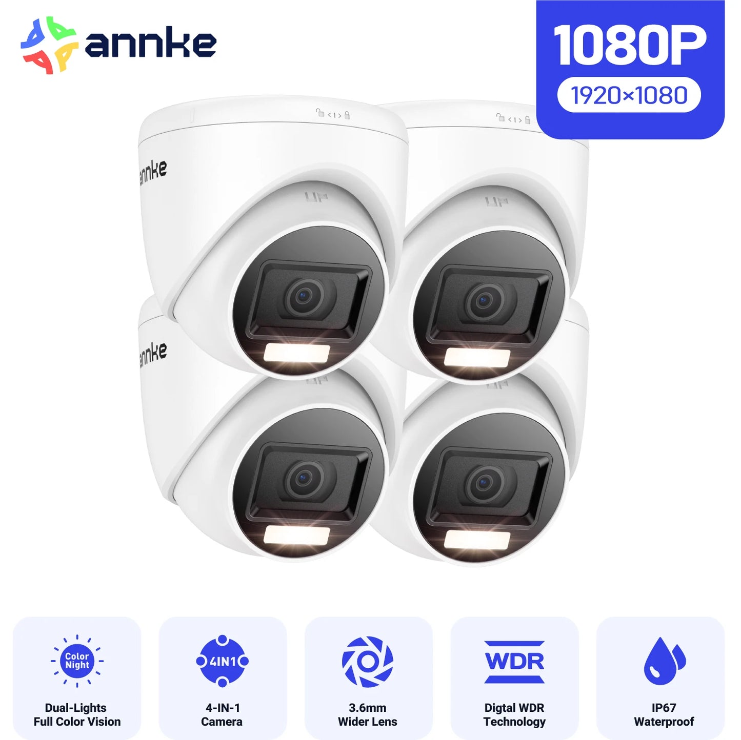 ANNKE 1080P 2MP HDTVI Surveillance Camera Night Vision IP67