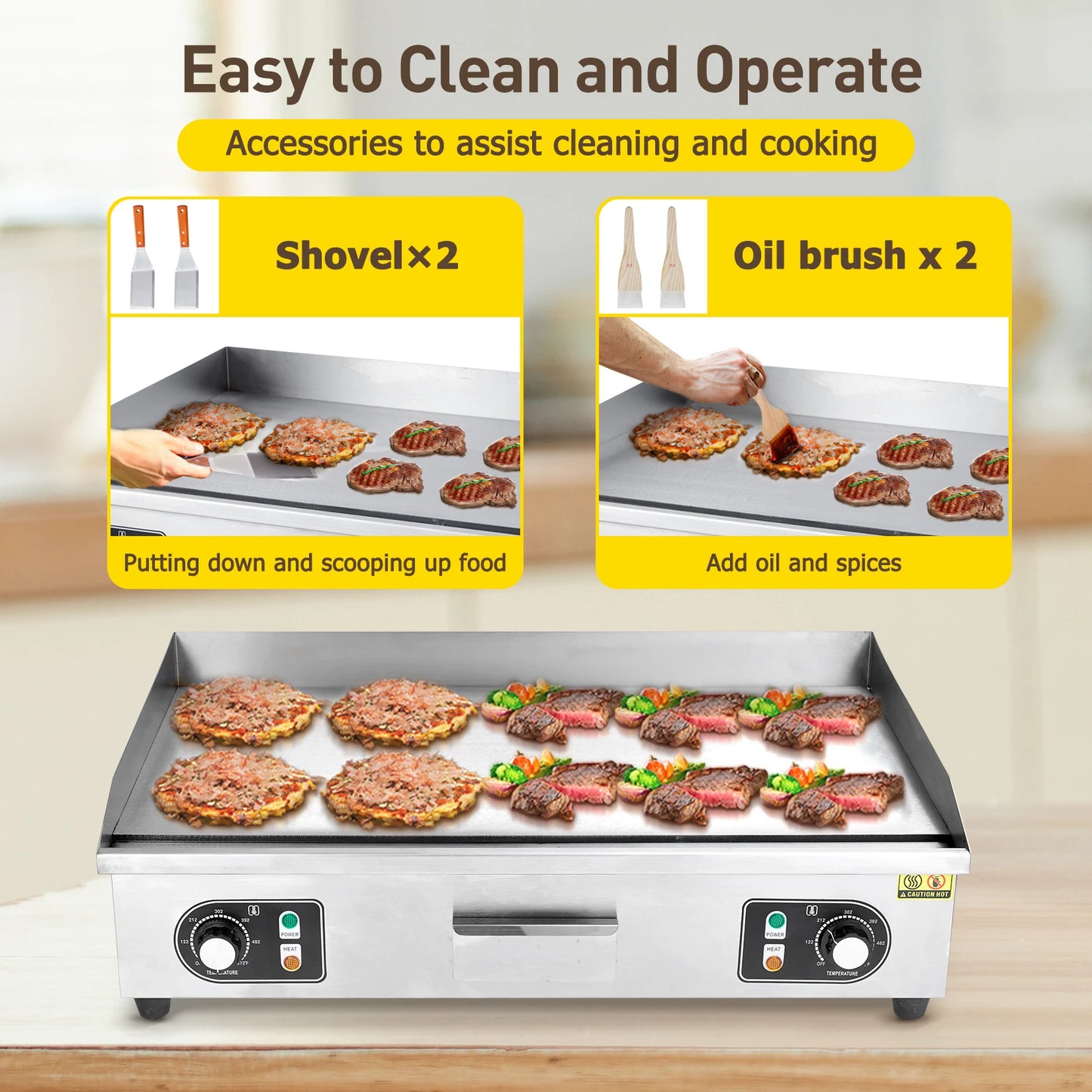 Adoolla 1500W Commercial Electric Grill Nonstick Teppanyaki