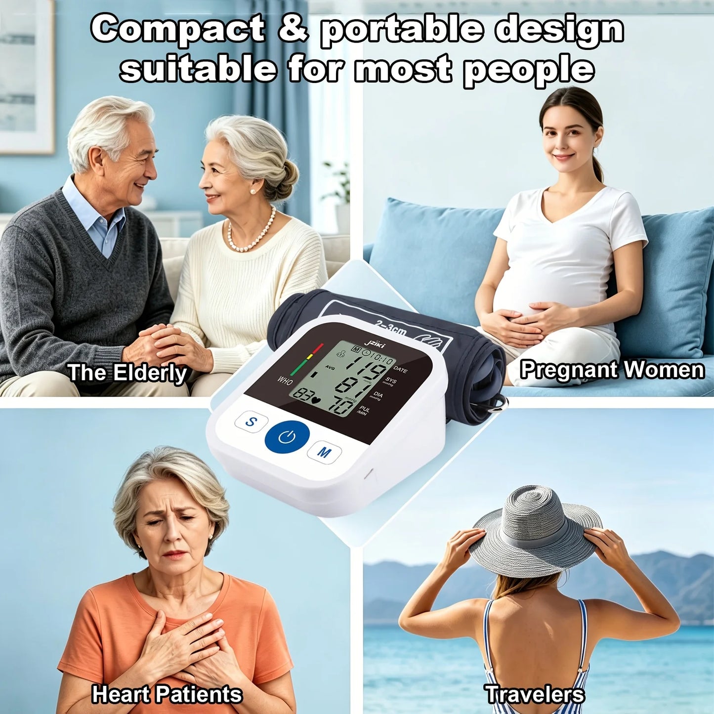 Blood Pressure Monitors for Home Use Eligible, Large BP Cuff with Arm Blood Machine, Monitor, Adjustable Upper Arm Cuff Digital Sphygmomanometer, 2 User 99 Memory Sets, Heart Rate Monitoring, Irregular Heartbeat Detector